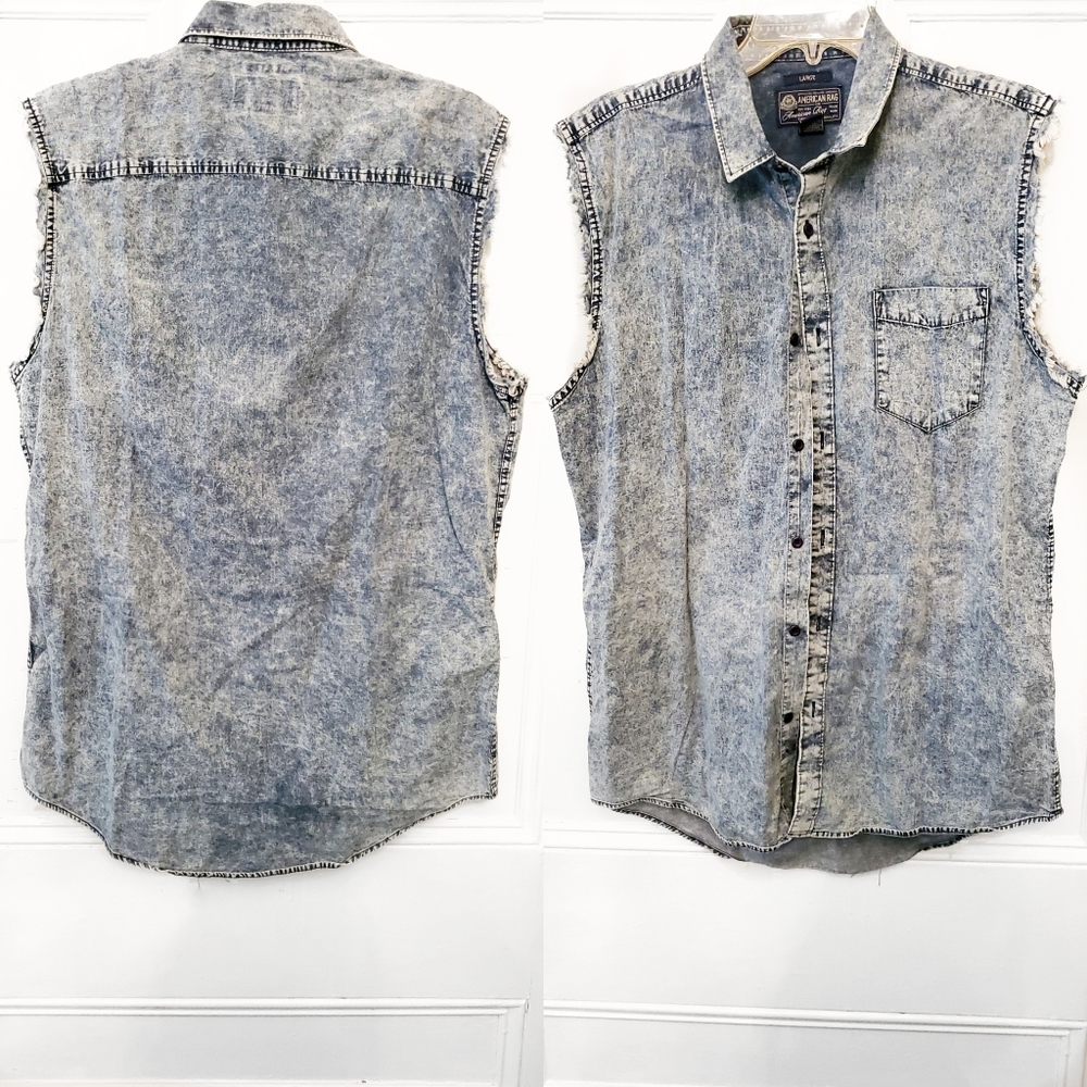 American Rag Men's denim (vest) button down shirt